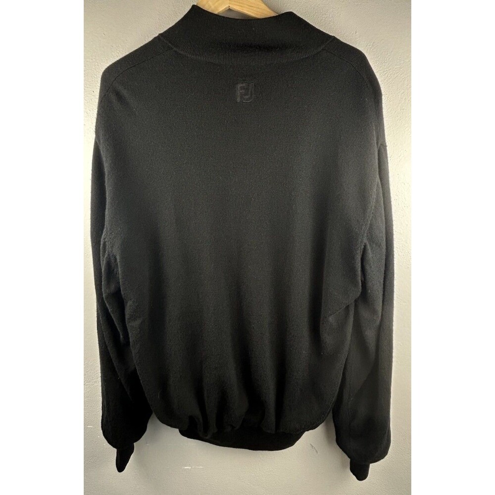 FOOTJOY Size Large 100% Wool 1/2 Zip Fully Lined Golf Sweater Jacket Black Mens - Picture 4 of 9